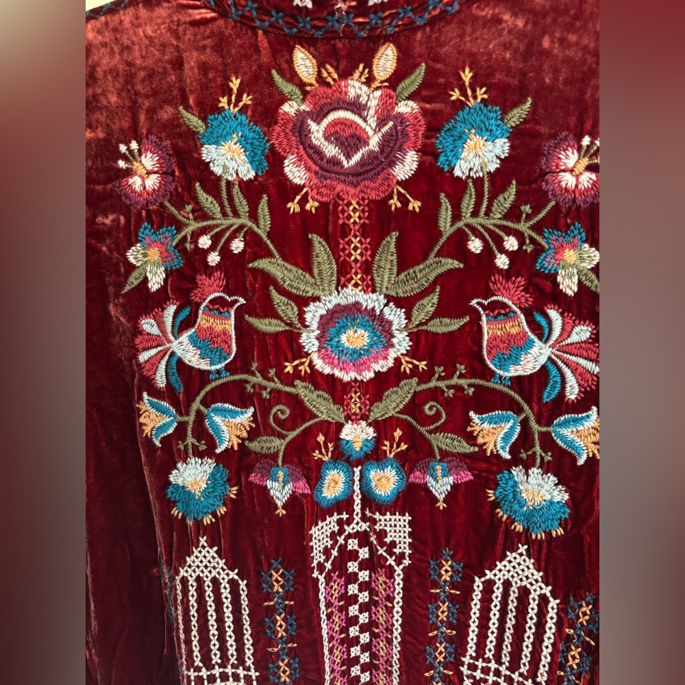 NWT!! Johnny Was Size M Daniela Embroidered Velvet Cardigan - Picture 10 of 11